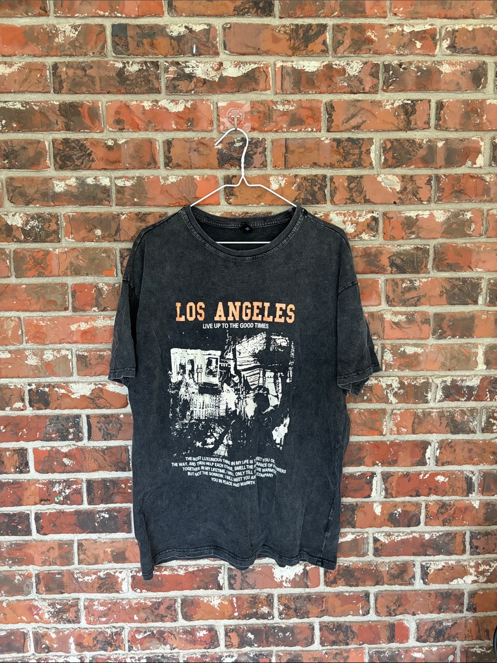 ROMWE Black Los Angeles Graphic Tee with Orange Print